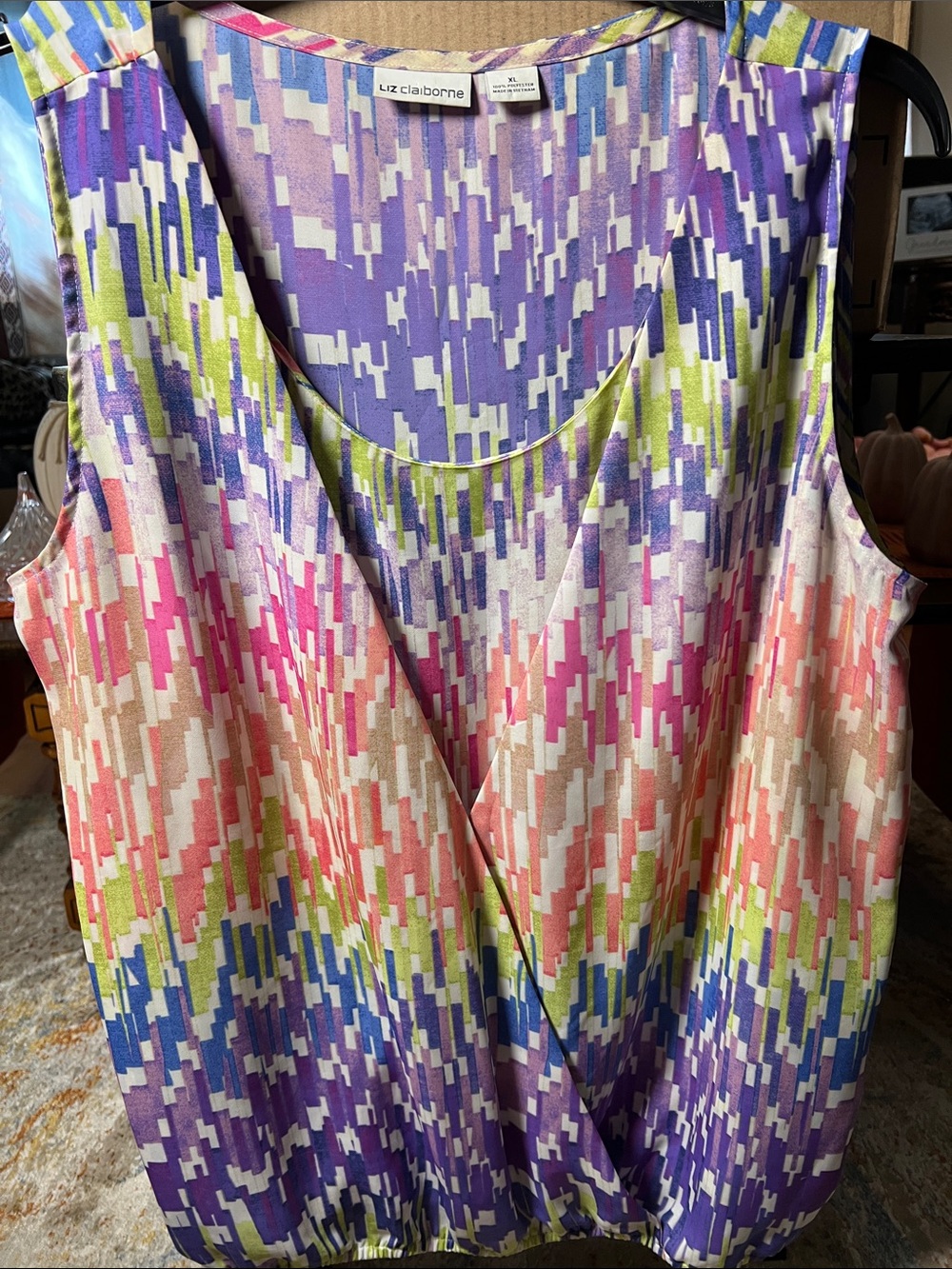 Liz Claiborne Purple Multi-Color Printed Sleeveless Camisole